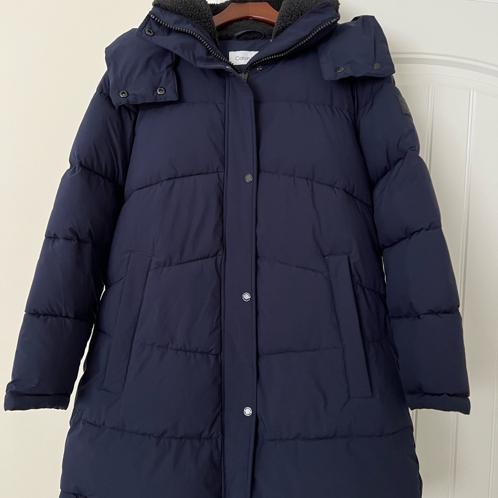 Calvin Klein Navy Puffer Coat